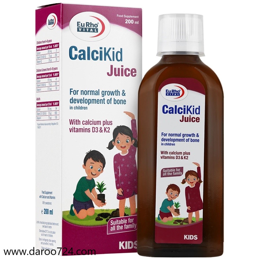 12402869120242311.jpg شربت کلسی کید جویس یوروویتال Eurho Vital Calcikid Juice Tablets - تصویر 1