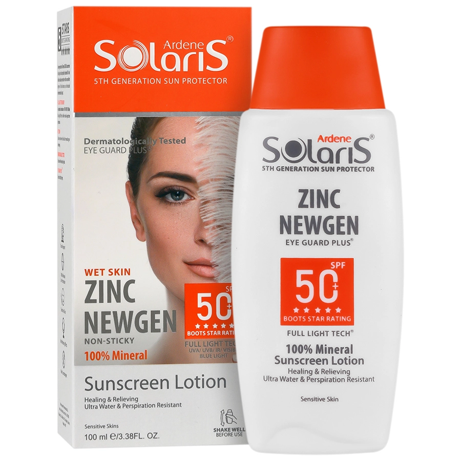 14195825245202542011.webp لوسیون ضد آفتاب زینک نیوژن SPF50 سولاریس آردن - تصویر 1
