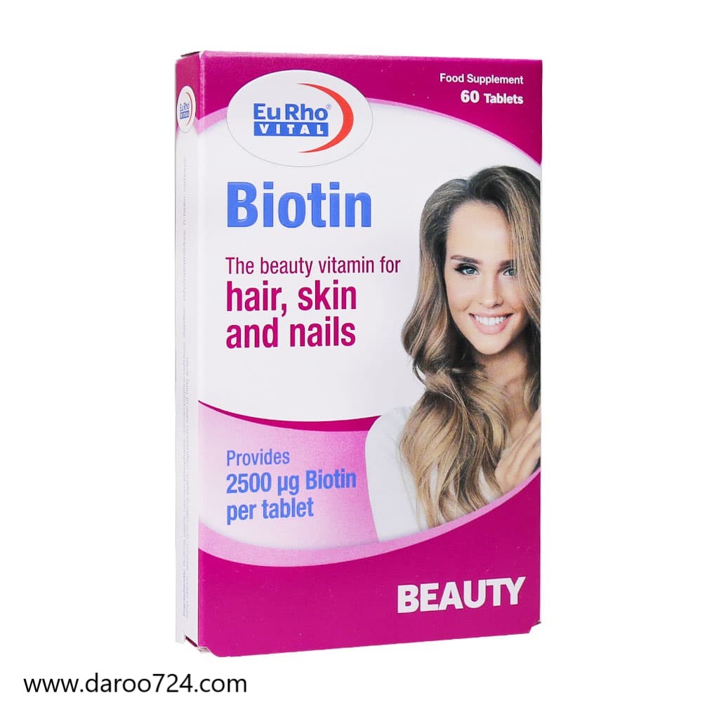 Eurho-Vital-Biotin-2500-Mcg-60-Tabs.jpg قرص بیوتین 2500 میکروگرم یوروویتال - تصویر 1