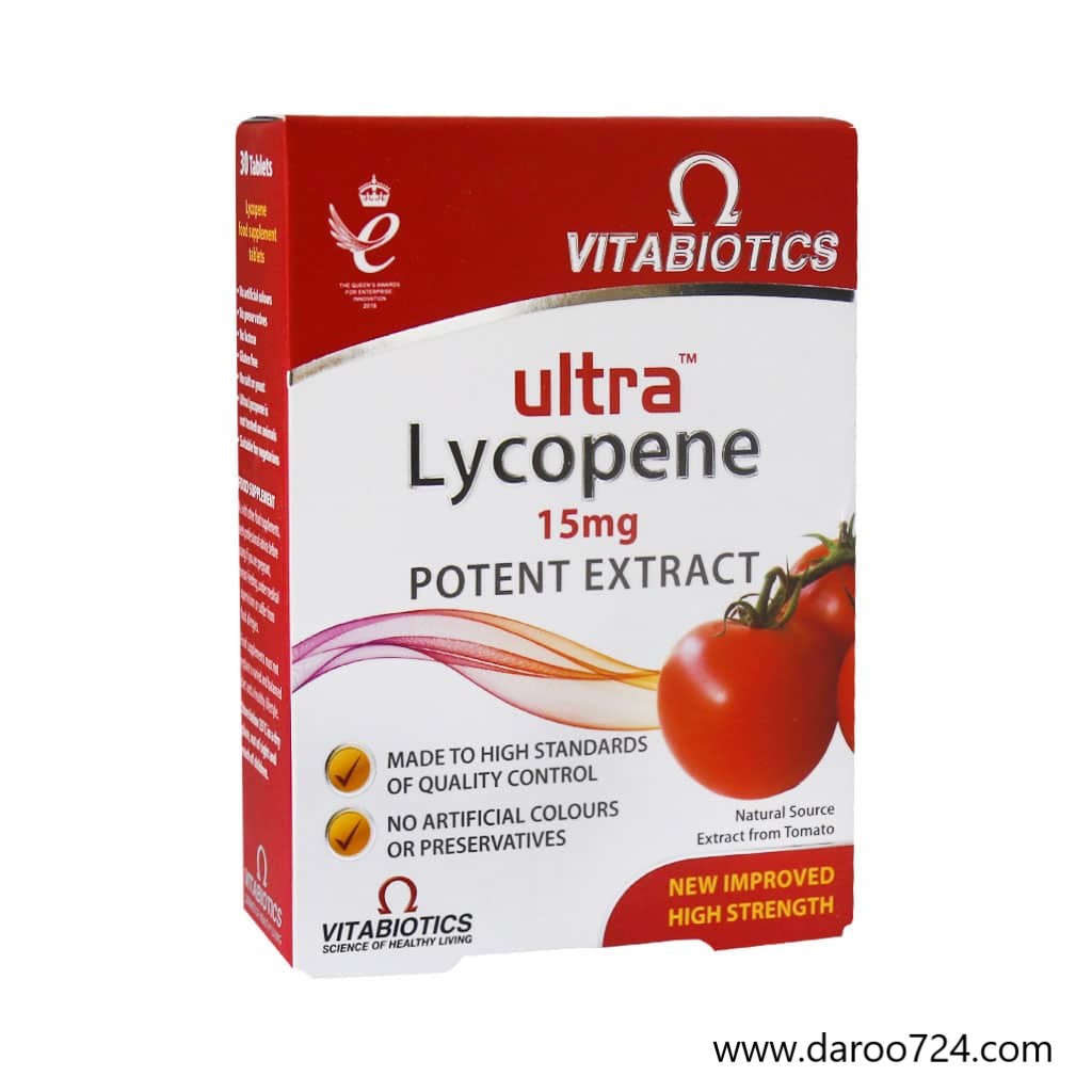 Vitabotics-Ultra-Lycopene-30-Tabs.jpg اولترا لیکوپن 15 میلیگرم Ultra Lycopene 15 mg - تصویر 1